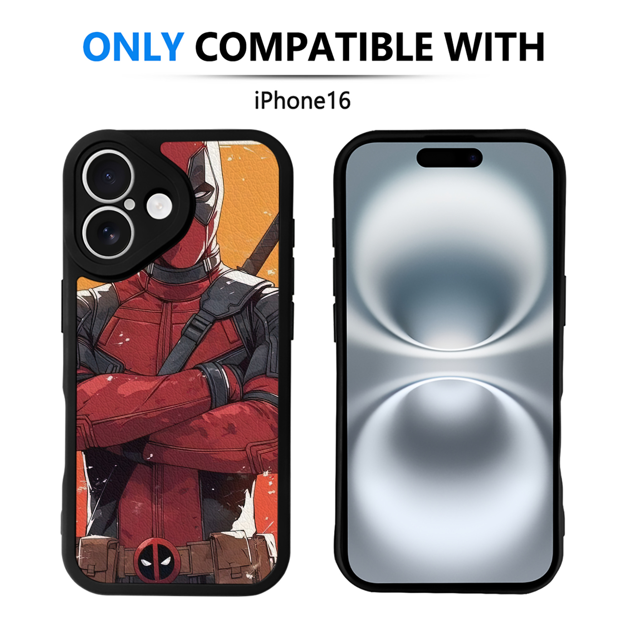 （画像用） Deadpool デッドプール 【iPhone 16シリーズ対応】シリコンスマホケース（レザー調） 材質：シリコン